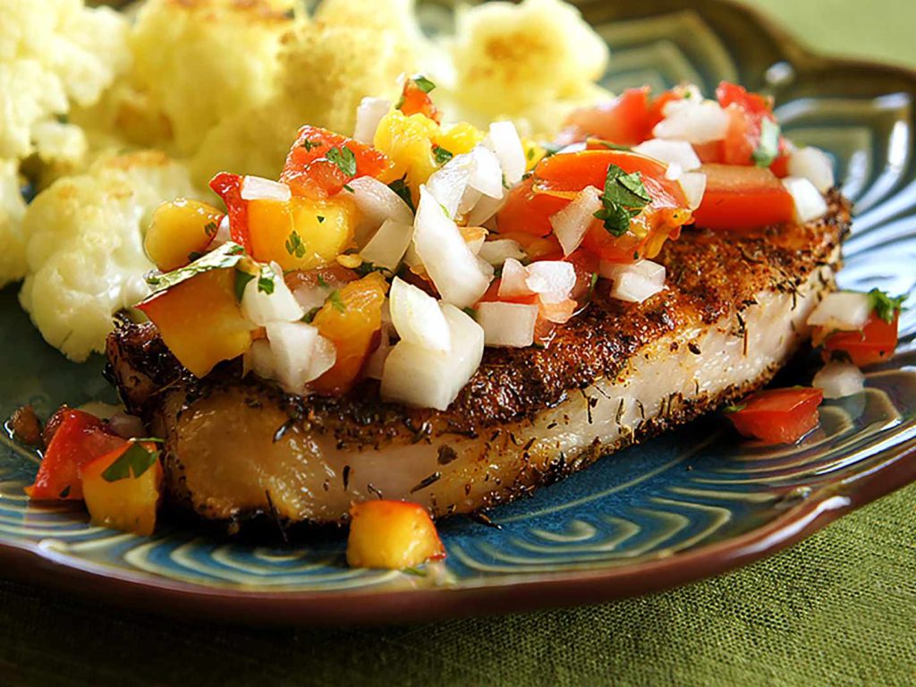 Receta Chuletas de cerdo a la parrilla con salsa de nectarina fresca