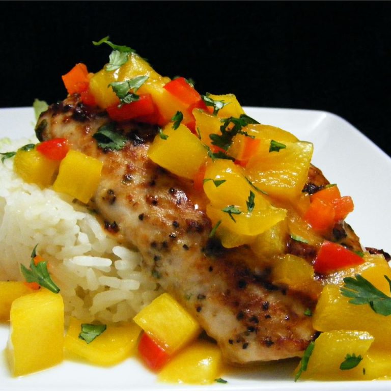 Receta Mahi Mahi con arroz con coco y salsa de mango