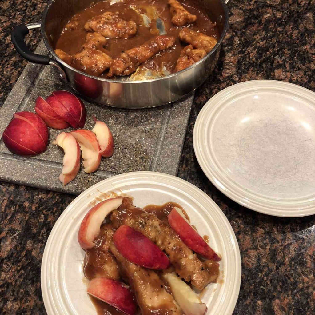 Receta Pollo a la naranja pegajoso con nectarinas