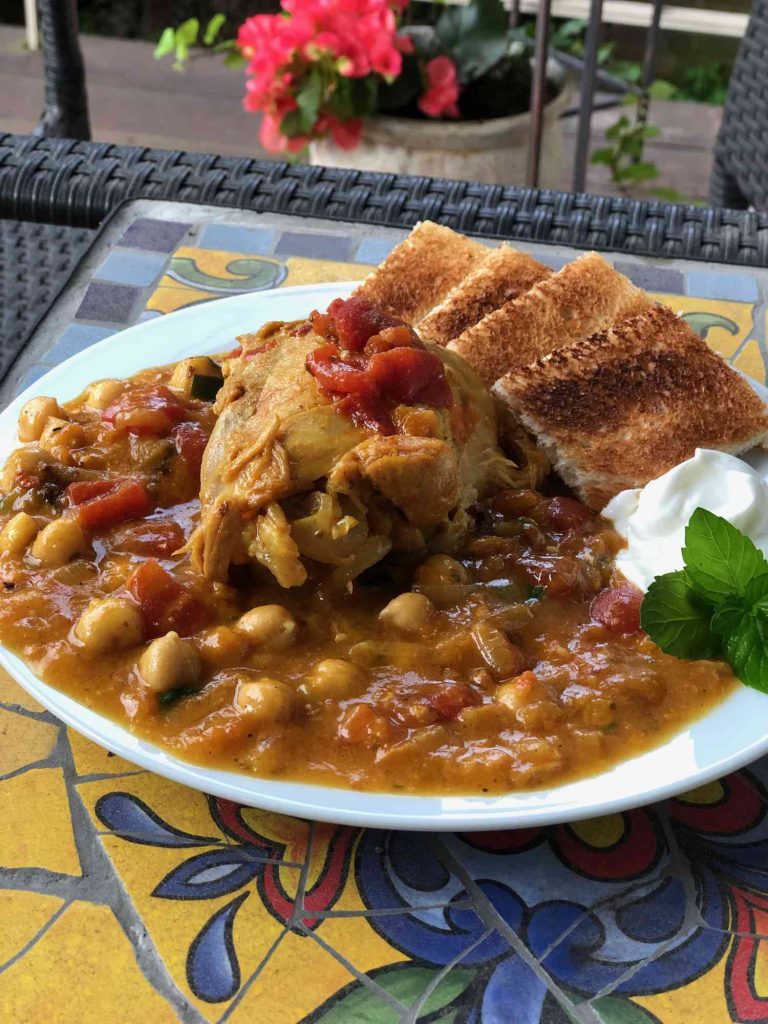 Receta Tajín de pollo con albaricoques y garbanzos en olla instantánea